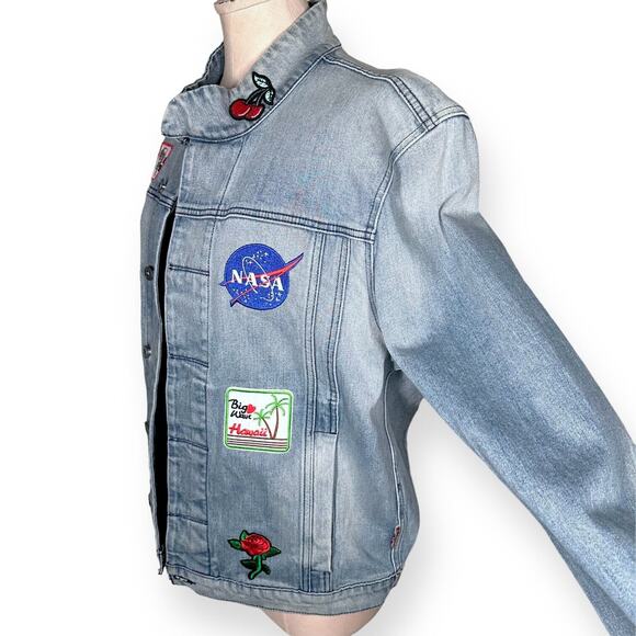 Rare HUDSON JEANS Motorcycle Denim Jacket Embroidered Hipster Trucker Western - Picture 4 of 13